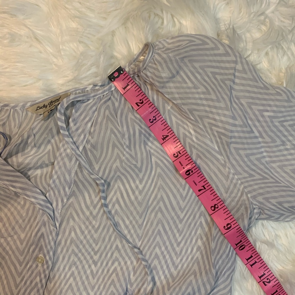 Lucky brand Sheer blue forest trees boho sheer blouse top size xs - Picture 7 of 9
